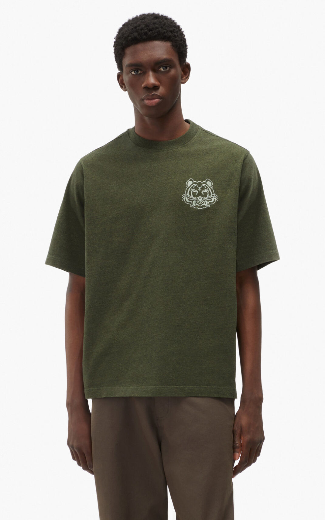 Kenzo RE/relaxed casual T Shirt Olive For Mens 3419FHICS